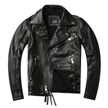 Load image into Gallery viewer, 2019 Men's Genuine Leather Jackets Cowhide Motorcycle Leather Jackets Black Biker Leather Coat for Male