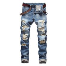 Load image into Gallery viewer, Ripped Holes Jeans Men 2019 Fashion Casual Washed Cotton Skinny Denim Jeans Homme Streetwear Hip Hop Distressed Jeans Pants Male