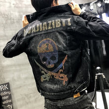 Load image into Gallery viewer, Men's Punk Denim Jackets Multi Rivets Lion Embroidery Denim Jackets Spring Autumn Coat for Male