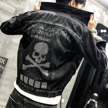 Load image into Gallery viewer, Men's Punk Denim Jackets Multi Rivets Lion Embroidery Denim Jackets Spring Autumn Coat for Male