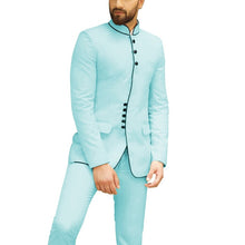 Load image into Gallery viewer, Dinner Party Mandarin Collar Men Suit 2pc Set Wedding Banquet Groom Dress Business Smart Casual Modest Men Suits (Blazer+Pants)
