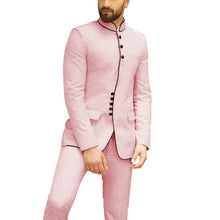 Load image into Gallery viewer, Dinner Party Mandarin Collar Men Suit 2pc Set Wedding Banquet Groom Dress Business Smart Casual Modest Men Suits (Blazer+Pants)