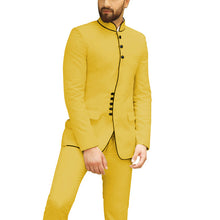 Load image into Gallery viewer, Dinner Party Mandarin Collar Men Suit 2pc Set Wedding Banquet Groom Dress Business Smart Casual Modest Men Suits (Blazer+Pants)
