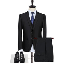 Load image into Gallery viewer, Jacket+Vest+Pants)Men Classic Black Suits Men's Wedding Suits Business Single Breasted High Quality Men's Business Blazer Tuxedo