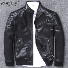 Load image into Gallery viewer, Mens Leather Jacket 100% Sheepskin Coat Genuine Leather Jackets for Men Short Spring Autumn Bomber Jacket 2020 L1937 KJ3187
