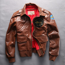 Load image into Gallery viewer, 2017 A2 Air Force Avirex fly Jacket genuine Leather jacket men real cowskin bomber Jacket Men's motorcycle leather coat