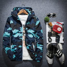 Load image into Gallery viewer, Men's Hooded Windbreaker Coat Male Outwear Mens Casual Camouflage Hoodie Baseball Jacket New Autumn Hip Hop Print Print Clothes