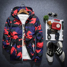 Load image into Gallery viewer, Men's Hooded Windbreaker Coat Male Outwear Mens Casual Camouflage Hoodie Baseball Jacket New Autumn Hip Hop Print Print Clothes