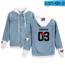 Load image into Gallery viewer, 2020 New Social Media Stars Payton Moormeier printed Hole jean jacket Fashion Women Spliced Denim Jackets hoody coat