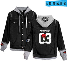 Load image into Gallery viewer, 2020 New Social Media Stars Payton Moormeier printed Hole jean jacket Fashion Women Spliced Denim Jackets hoody coat