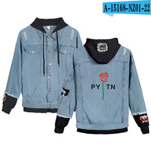 Load image into Gallery viewer, 2020 New Social Media Stars Payton Moormeier printed Hole jean jacket Fashion Women Spliced Denim Jackets hoody coat