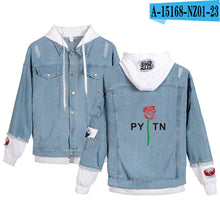Load image into Gallery viewer, 2020 New Social Media Stars Payton Moormeier printed Hole jean jacket Fashion Women Spliced Denim Jackets hoody coat