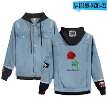 Load image into Gallery viewer, 2020 New Social Media Stars Payton Moormeier printed Hole jean jacket Fashion Women Spliced Denim Jackets hoody coat