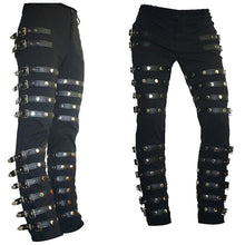 Load image into Gallery viewer, Rare Classic MJ Michael Jackson BAD PUNK Black Silm Fit Show Rock Halloween CostumePerformance Rivet Trousers /pants