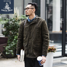 Load image into Gallery viewer, SauceZhan Oil Wax Jacket Windbreaker Men Trench Coat Men Trench Coat Men Oil Wax Windbreaker Men Long Jacket Men Winter Coat