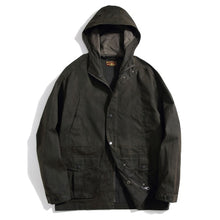 Load image into Gallery viewer, SauceZhan Oil Wax Jacket Windbreaker Men Trench Coat Men Trench Coat Men Oil Wax Windbreaker Men Long Jacket Men Winter Coat