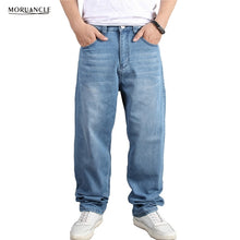 Load image into Gallery viewer, MORUANCLE Men's Baggy Hip Hop Jeans Pants Loose Skateboard Denim Trousers Streetwear Plain Solid Plus Size 30-46