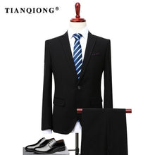 Load image into Gallery viewer, TIAN QIONG 2018 Men Business Suit Slim fit Classic Male Suits Blazers Luxury Suit Men Two Buttons 2 Pieces(Suit jacket+pants)