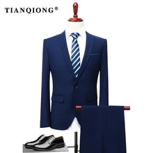 Load image into Gallery viewer, TIAN QIONG 2018 Men Business Suit Slim fit Classic Male Suits Blazers Luxury Suit Men Two Buttons 2 Pieces(Suit jacket+pants)