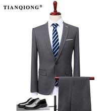 Load image into Gallery viewer, TIAN QIONG 2018 Men Business Suit Slim fit Classic Male Suits Blazers Luxury Suit Men Two Buttons 2 Pieces(Suit jacket+pants)