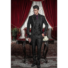Load image into Gallery viewer, 2019 Exquisite Embroidery Groomsmen Tuxedos (Jacket+Pants+Vest) Bespoke Black Groom Wedding Men Suit Set Prom Mens Suits Blazers