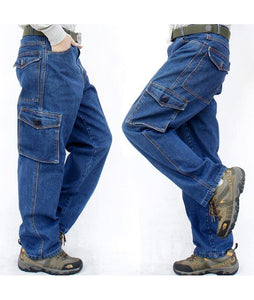 Man Jeans Men Pants Blue straight Cotton Male Denim Brand Jeans More pocket overalls