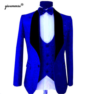 Trajes Para Hombre Royal Blue Wedding Suits For Men Custom Made 3 Pieces White Mens Suits With Pants Men Blazer Groomsmen 2019