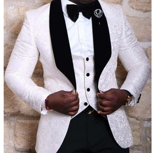 Trajes Para Hombre Royal Blue Wedding Suits For Men Custom Made 3 Pieces White Mens Suits With Pants Men Blazer Groomsmen 2019