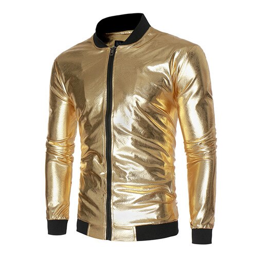 New Autumn Golden Jacket Men Luxury Shiny Jacket Fashion Nightclub Clothing Glittering Silver  Jackets Coat Rockabilly z10