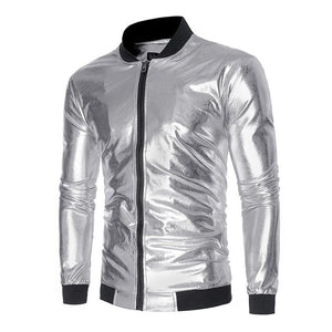 New Autumn Golden Jacket Men Luxury Shiny Jacket Fashion Nightclub Clothing Glittering Silver  Jackets Coat Rockabilly z10