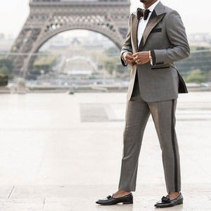 Custom Made Grey Suit Men 2019 Peaked Designs Men Attire for Wedding Groom Tuxedo Costume Homme Mariage Terno Masculino 2Piece