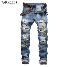 Load image into Gallery viewer, Ripped Holes Jeans Men 2019 Fashion Casual Washed Cotton Skinny Denim Jeans Homme Streetwear Hip Hop Distressed Jeans Pants Male
