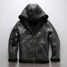 Load image into Gallery viewer, Fur Collar Genuine Leather Jacket Men Black Brown Sheepskin Coat Winter Bomber Jacket Male
