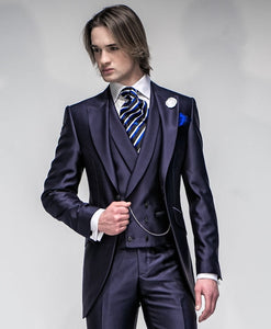 Fashionable Shiny Silver Groom Tuxedos Mens Wedding Prom Party Business Suits Blazer Sets (Jacket+Pants+Vest+Tie) K:767