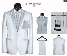 Load image into Gallery viewer, Fashionable Shiny Silver Groom Tuxedos Mens Wedding Prom Party Business Suits Blazer Sets (Jacket+Pants+Vest+Tie) K:767
