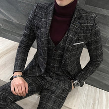 Load image into Gallery viewer, Classic 3 Piece Suits Men Wedding Suits 2019 New Slim Fit Plaid Suit Mens Jackets with Vest and Pants
