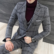 Load image into Gallery viewer, Classic 3 Piece Suits Men Wedding Suits 2019 New Slim Fit Plaid Suit Mens Jackets with Vest and Pants
