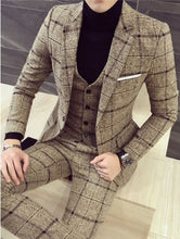 Load image into Gallery viewer, Classic 3 Piece Suits Men Wedding Suits 2019 New Slim Fit Plaid Suit Mens Jackets with Vest and Pants
