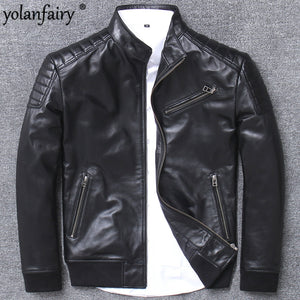 Mens Leather Jacket 100% Sheepskin Coat Genuine Leather Jackets for Men Short Spring Autumn Bomber Jacket 2020 L1937 KJ3187