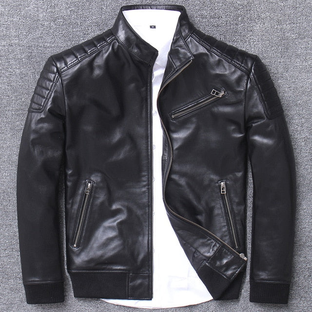 Mens Leather Jacket 100% Sheepskin Coat Genuine Leather Jackets for Men Short Spring Autumn Bomber Jacket 2020 L1937 KJ3187