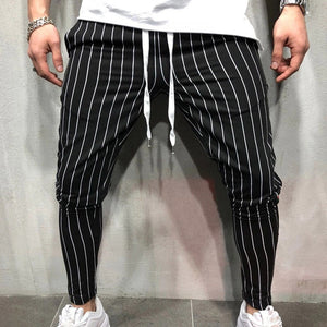 Fashion Slim Fit Striped Pants Men Black Red Striped Pants Men Trousers Mens Joggers Pants Male Sweatpants pantalones hombre