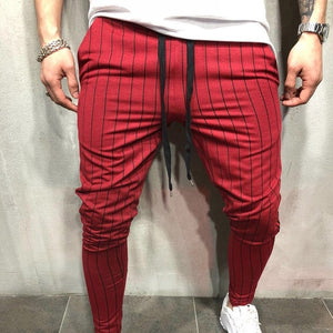 Fashion Slim Fit Striped Pants Men Black Red Striped Pants Men Trousers Mens Joggers Pants Male Sweatpants pantalones hombre