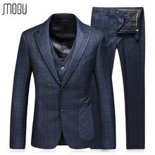 Load image into Gallery viewer, MOGU Lattice Three Pieces Slim Fit Party Dress 2020 Autumn New Fashion Plaid Wedding Men Suit Costume Asian Size 5XL Men&#39;s Suit
