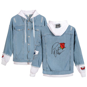 2020 New Social Media Stars Payton Moormeier printed Hole jean jacket Fashion Women Spliced Denim Jackets hoody coat