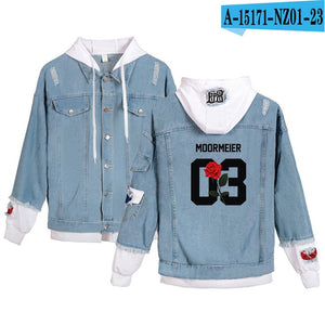 2020 New Social Media Stars Payton Moormeier printed Hole jean jacket Fashion Women Spliced Denim Jackets hoody coat