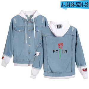 2020 New Social Media Stars Payton Moormeier printed Hole jean jacket Fashion Women Spliced Denim Jackets hoody coat