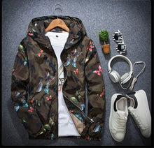 Load image into Gallery viewer, Mens Casual Hoodie Jacket 2019 New Autumn Butterfly Print Clothes Men&#39;s Hooded Windbreaker Coat
