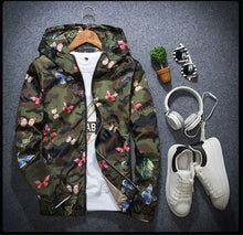 Load image into Gallery viewer, Mens Casual Hoodie Jacket 2019 New Autumn Butterfly Print Clothes Men&#39;s Hooded Windbreaker Coat
