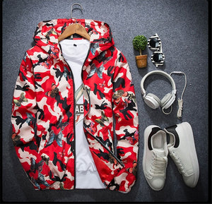 Mens Casual Hoodie Jacket 2019 New Autumn Butterfly Print Clothes Men's Hooded Windbreaker Coat