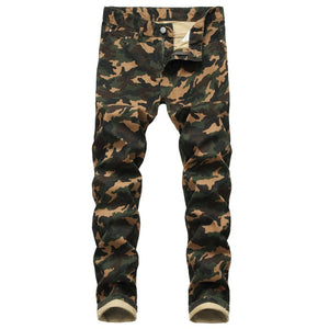 New Men Jeans Camouflage Military Printed Pants Slim Elastic Cargo Trousers Men Hip Hop Joggers Pants For Male Denim Jeans